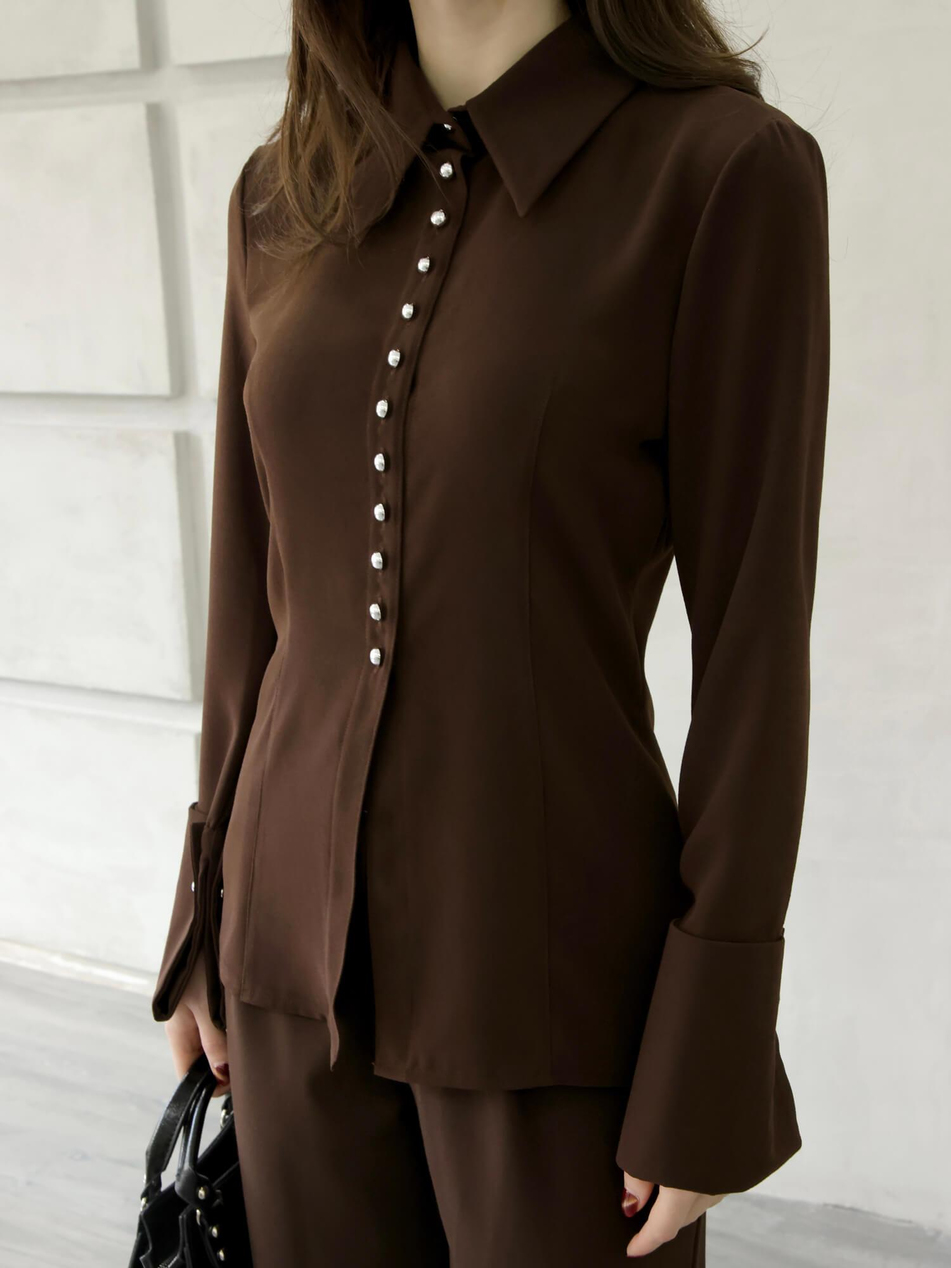 Geniş Manşetli Gömlek 34516 KahveCoral