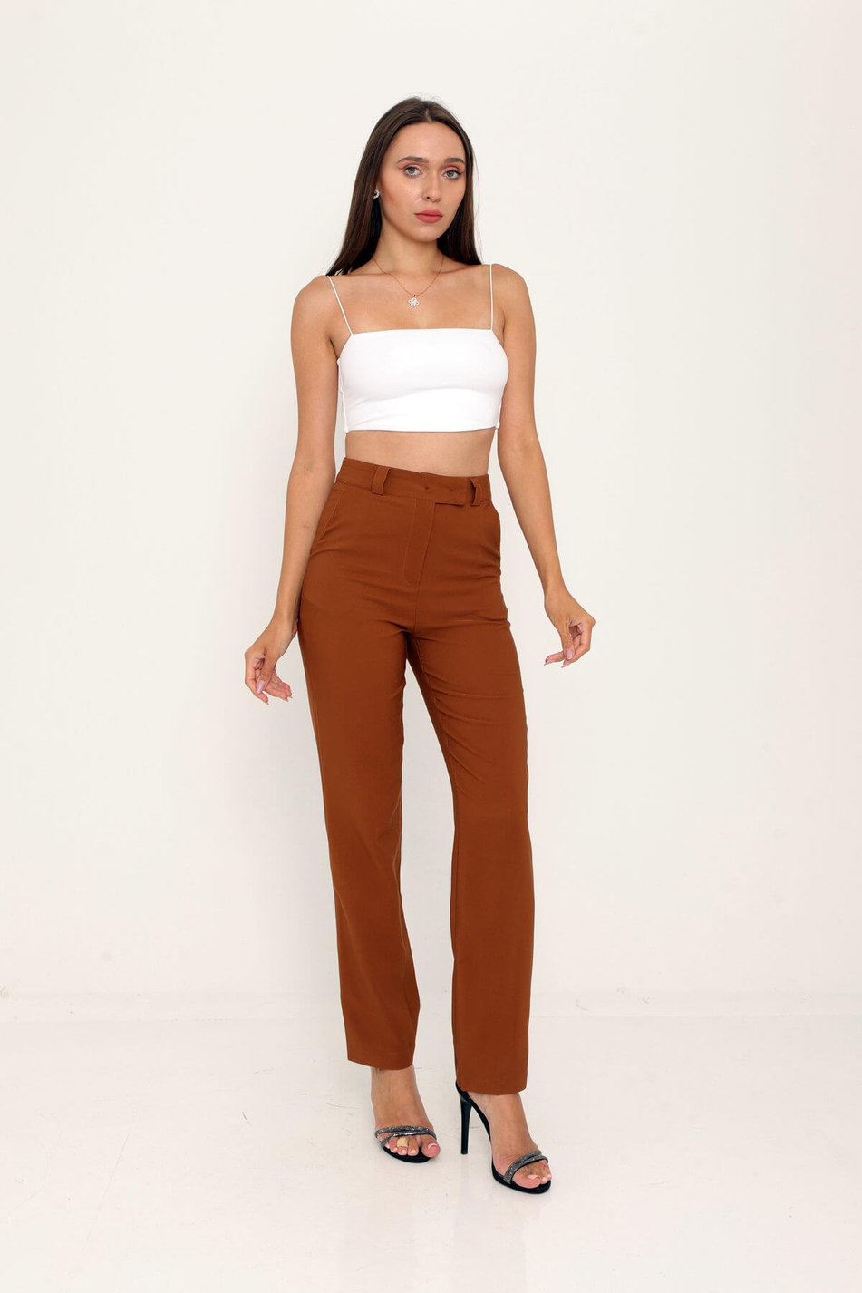 Gizli Patlı Düğmeli Pantolon Taba-Coral