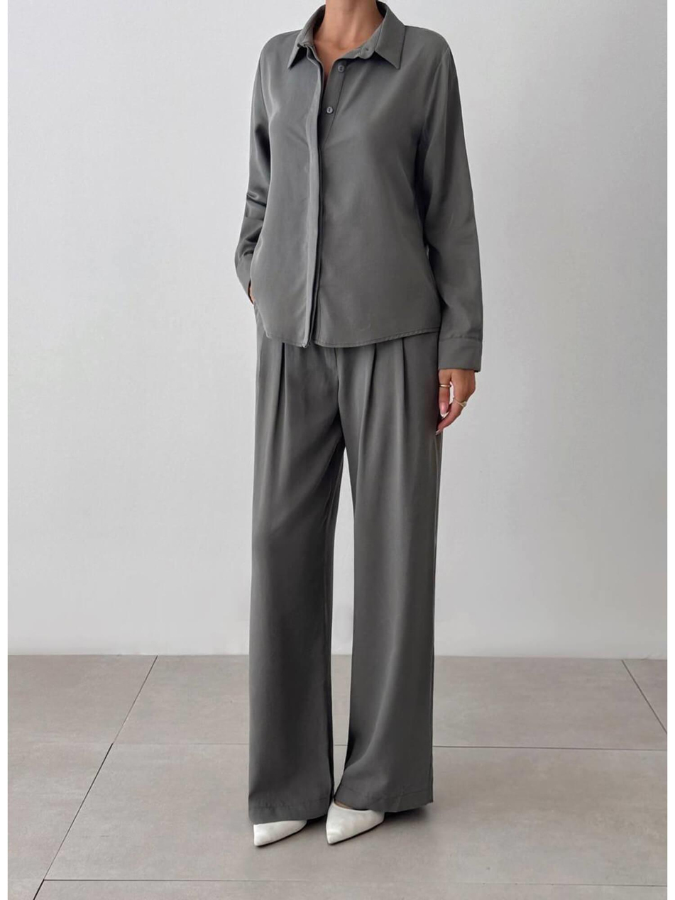 Gizli Patlı Gömlek Pantolon Takım 9004 GriCoral