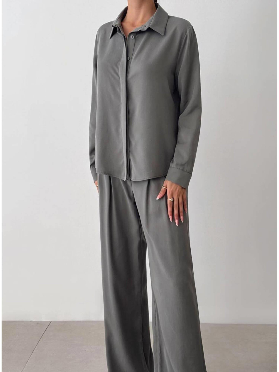 Gizli Patlı Gömlek Pantolon Takım 9004 GriCoral