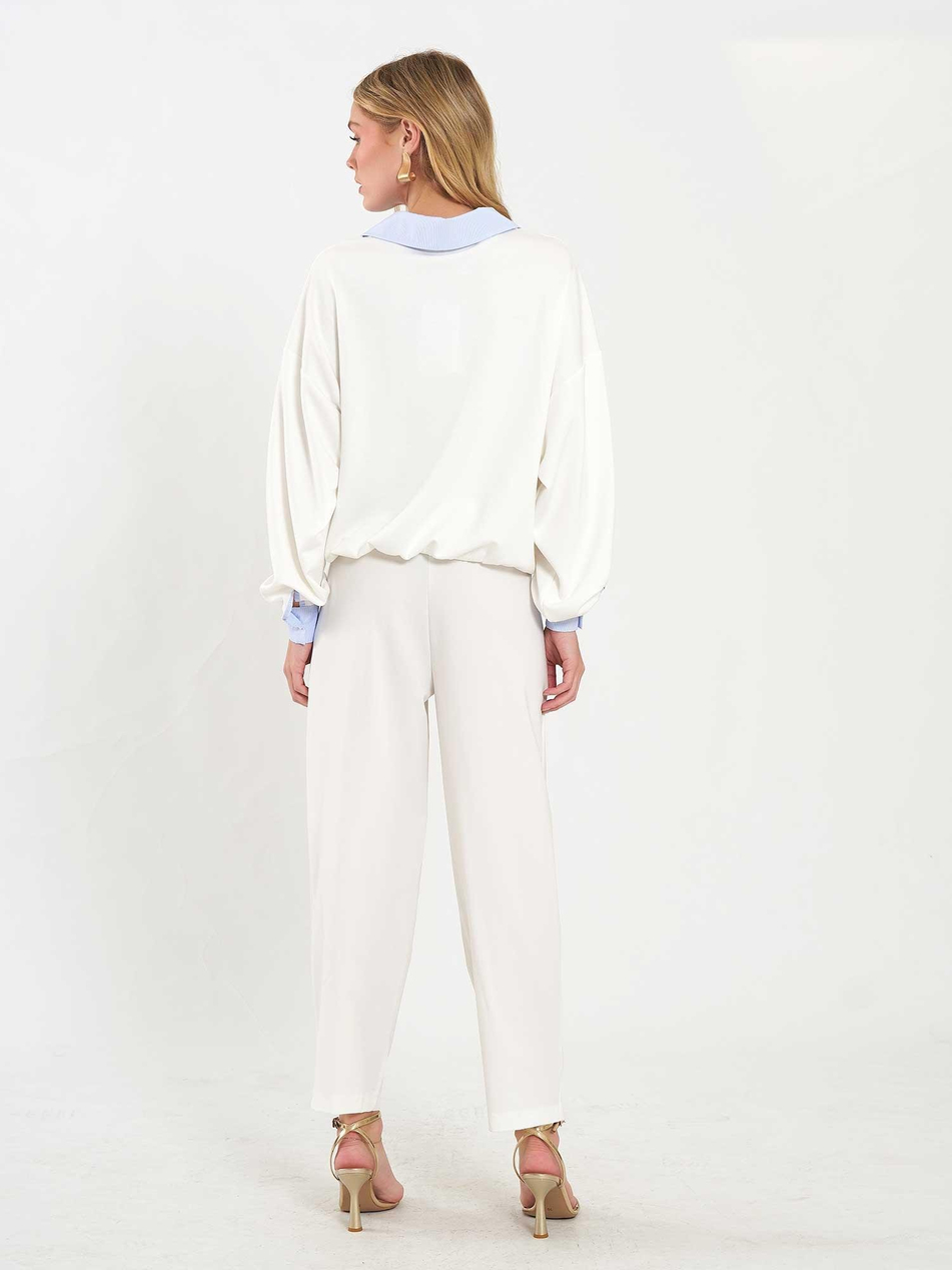 Gömlek Yaka Sweatshirt 071870 EkruCoral