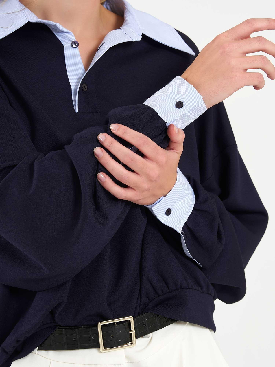 Gömlek Yaka Sweatshirt 071870 LacivertCoral