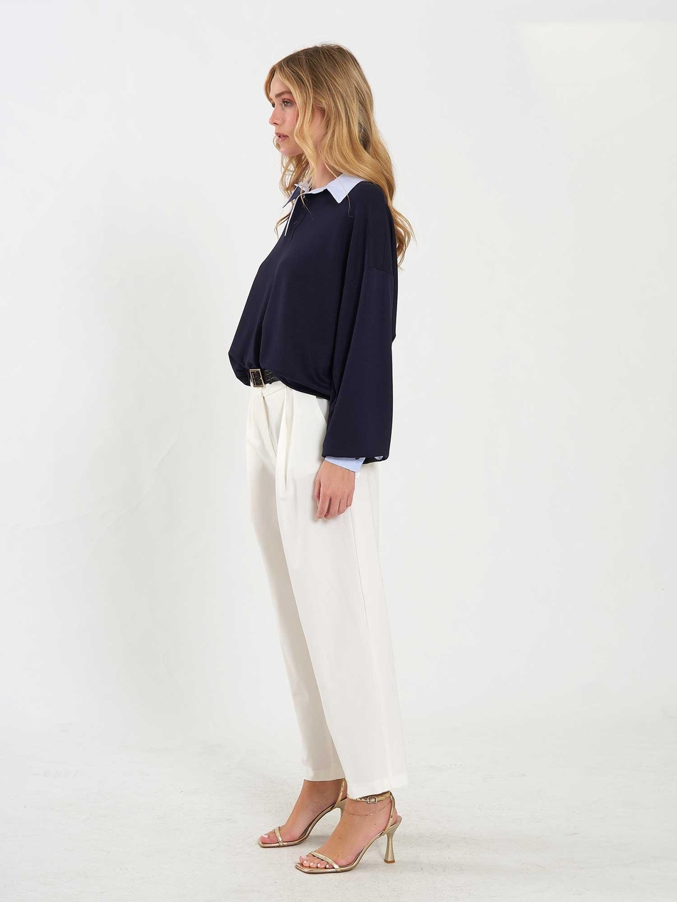 Gömlek Yaka Sweatshirt 071870 LacivertCoral