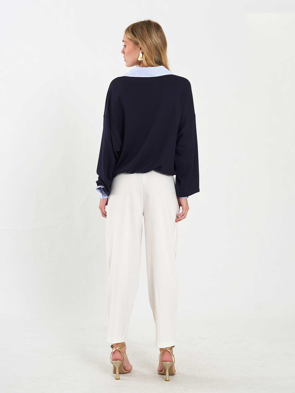 Gömlek Yaka Sweatshirt 071870 LacivertCoral