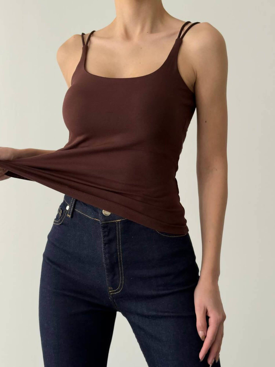 İnce Askılı Kısa Atlet Atl01406 KahveCoral