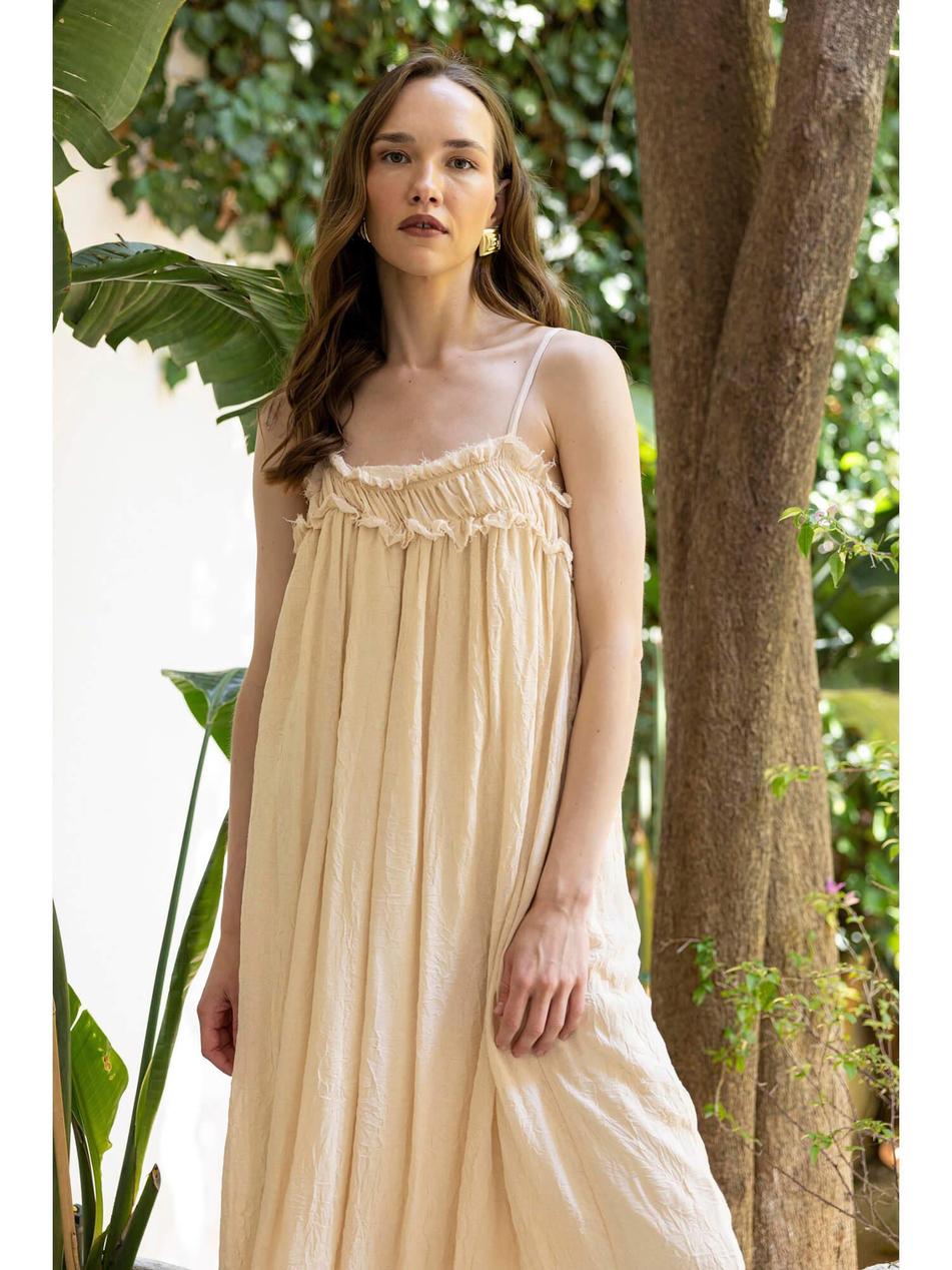 İp Askılı Elbise Taş-Coral