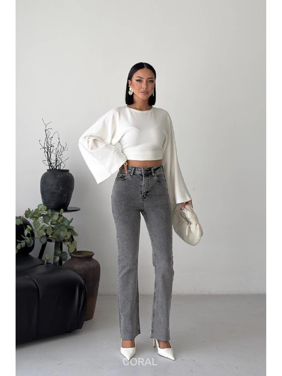İspanyol Mom Fit Pantolon 1706 GriCoral