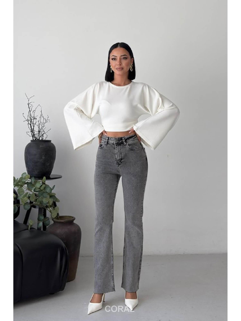 İspanyol Mom Fit Pantolon 1706 GriCoral