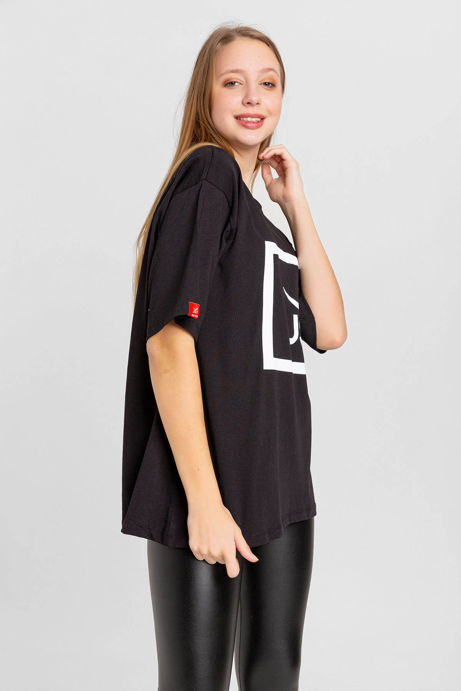 Jst Baskılı T-Shirt Siyah-Coral
