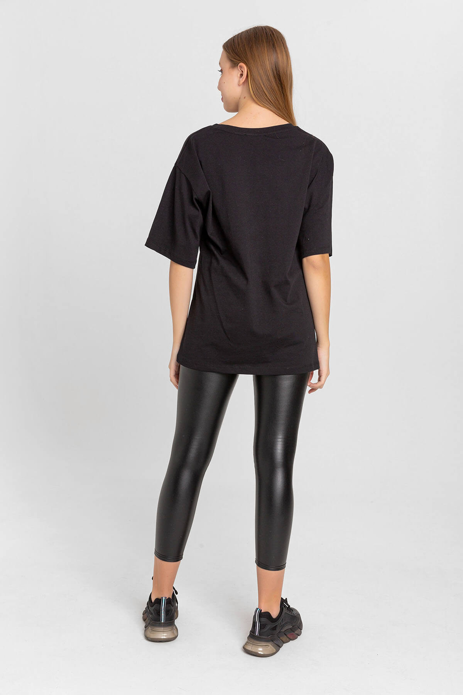 Jst Baskılı T-Shirt Siyah-Coral