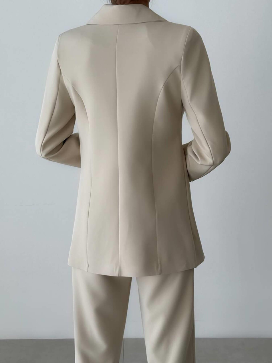 Kapaklı Cep Detaylı Ceket Pantolon Takım 11874 BejCoral