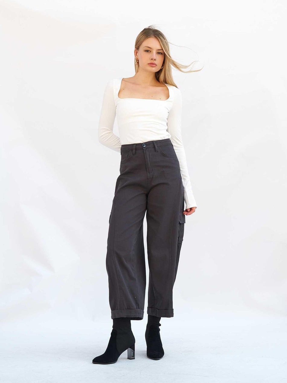 Kargo Cepli Gabardin Pantolon 031724 AntrasitCoral