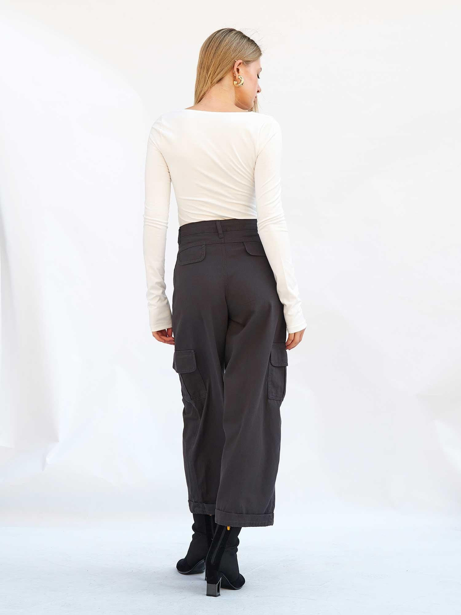 Kargo Cepli Gabardin Pantolon 031724 AntrasitCoral
