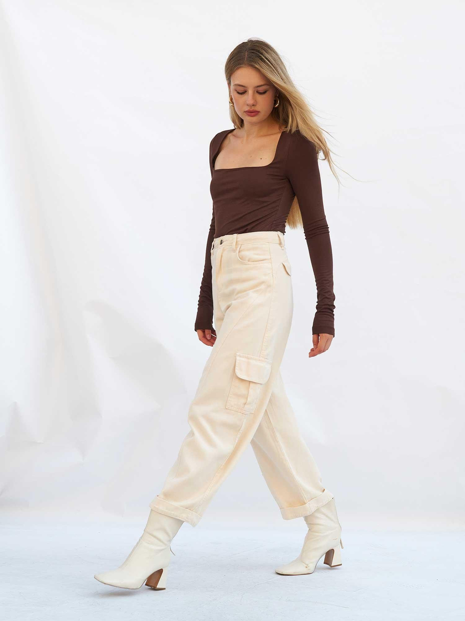 Kargo Cepli Gabardin Pantolon 031724 KremCoral
