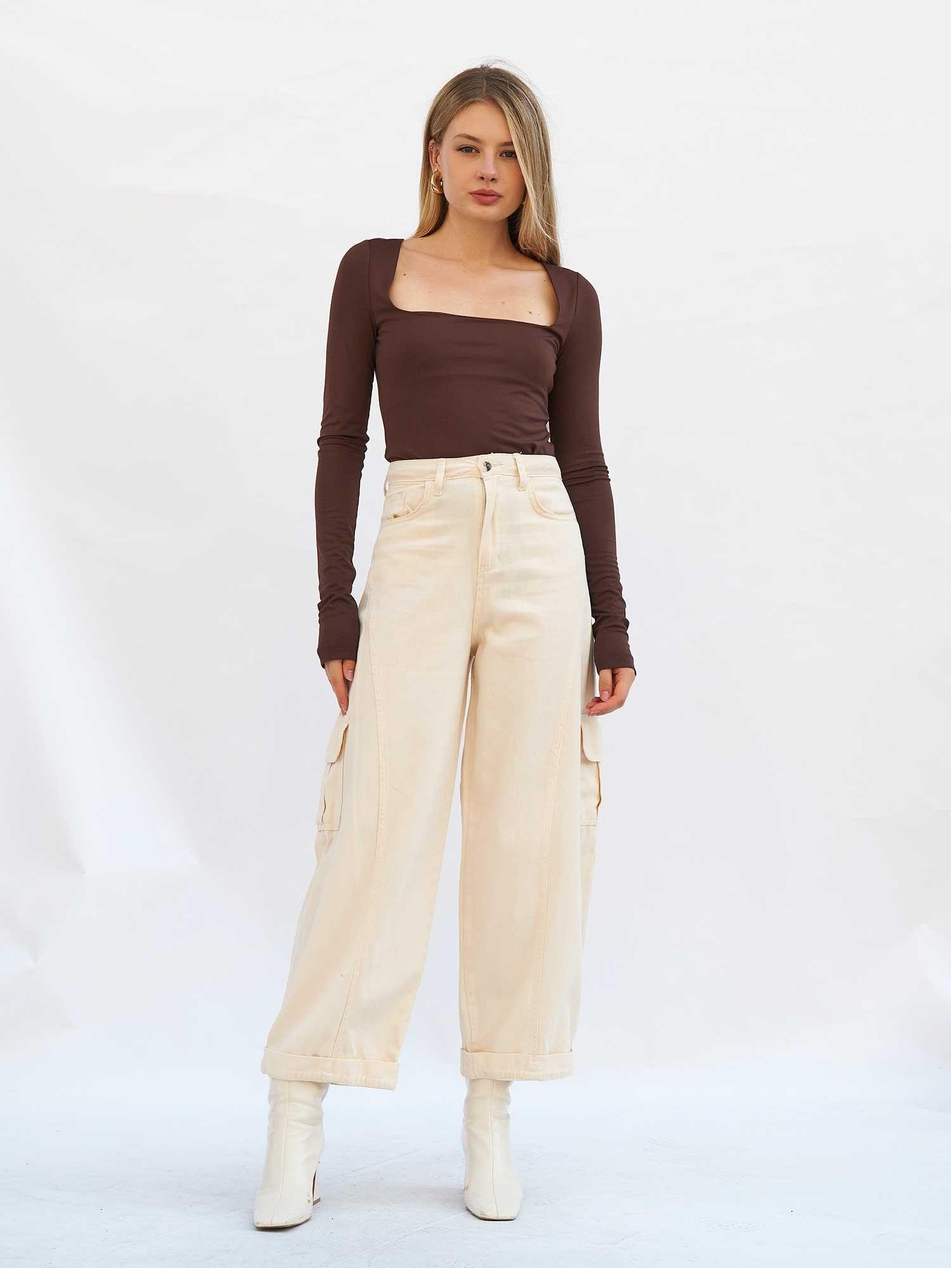 Kargo Cepli Gabardin Pantolon 031724 KremCoral