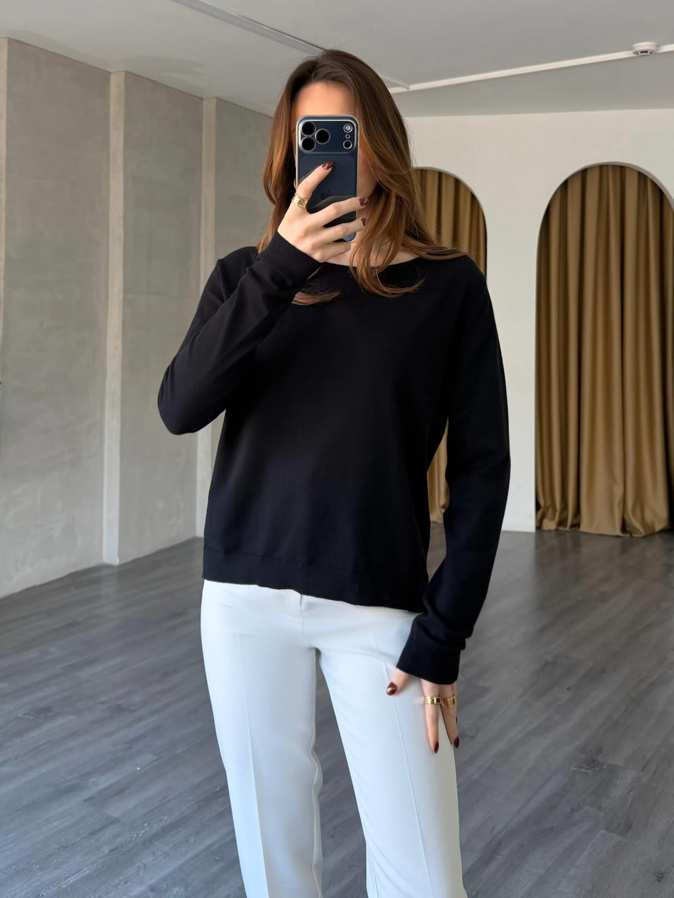 Kayık Yaka Triko 140303 SiyahCoral