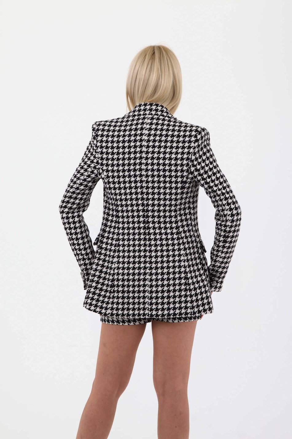 Kazayağı Desen Blazer Ceket Siyah-Coral