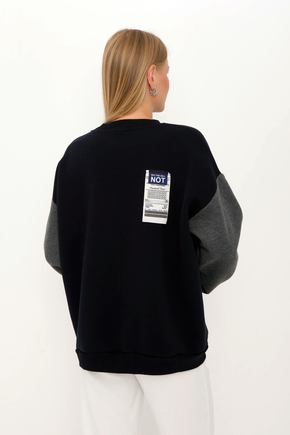 Keçe Detaylı Sweatshirt Lacivert-Coral