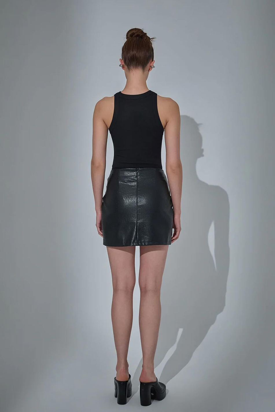 Kemer Detaylı Etek Siyah-Coral