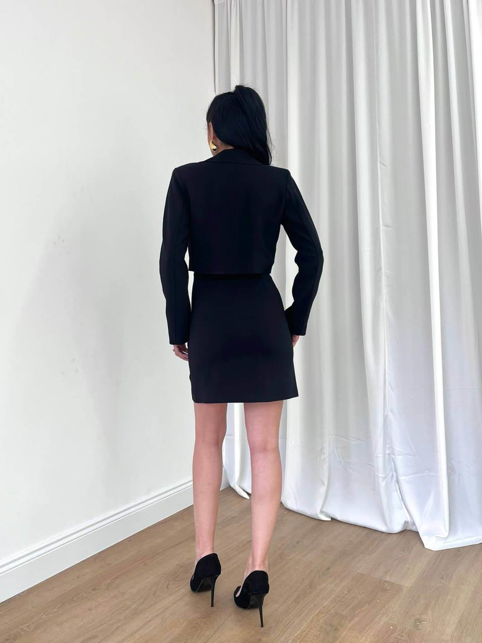 Kısa Ceketli Etekli Takım 11653 SiyahCoral