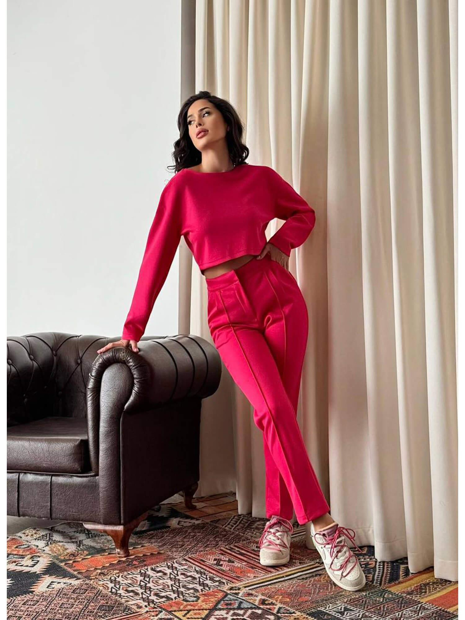 Kısa Sweat Çımalı Pantolonlu Takım 11631 FuşyaCoral