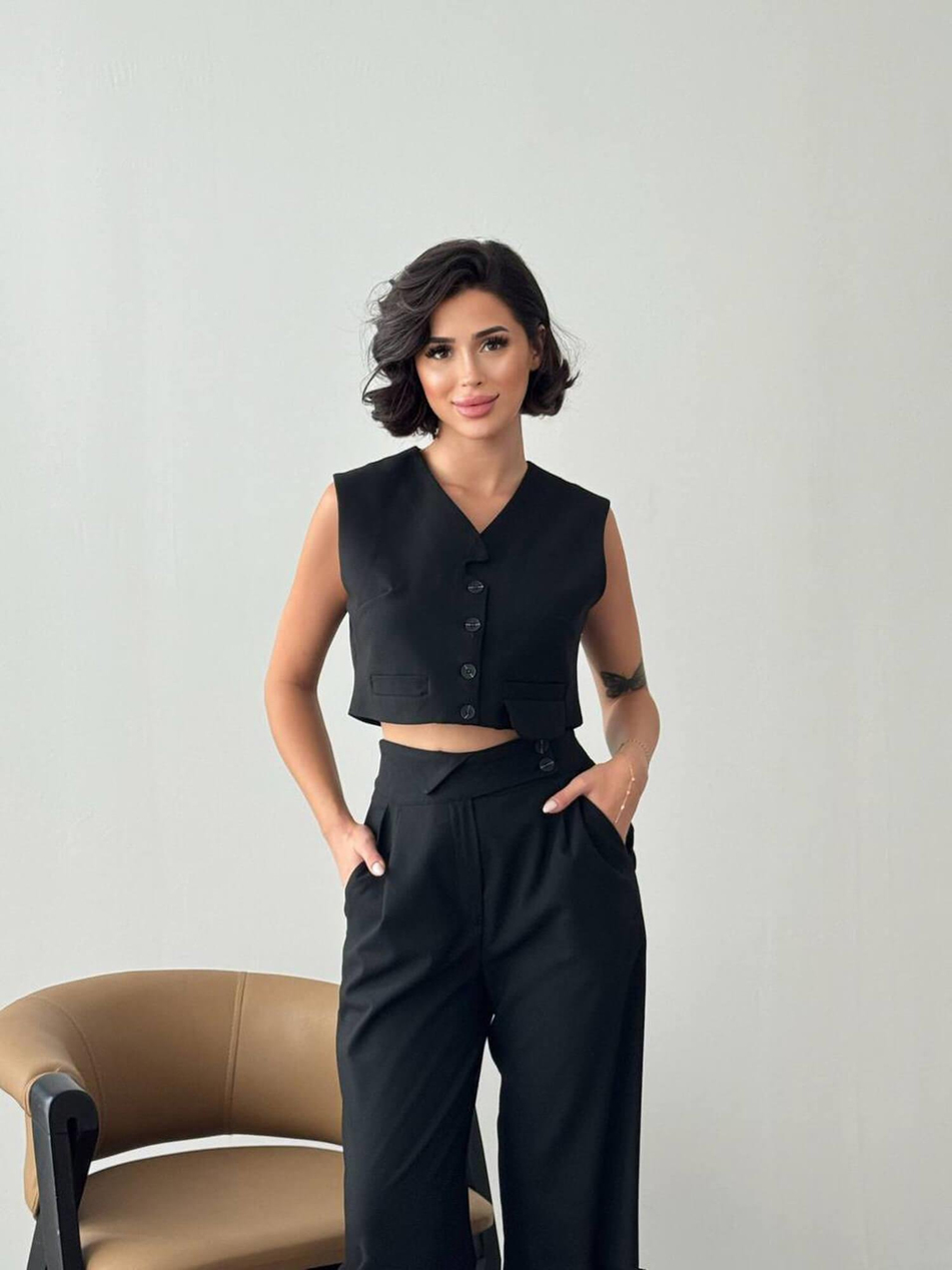 Kısa Yelek Pantolon Takım 6042 SiyahCoral