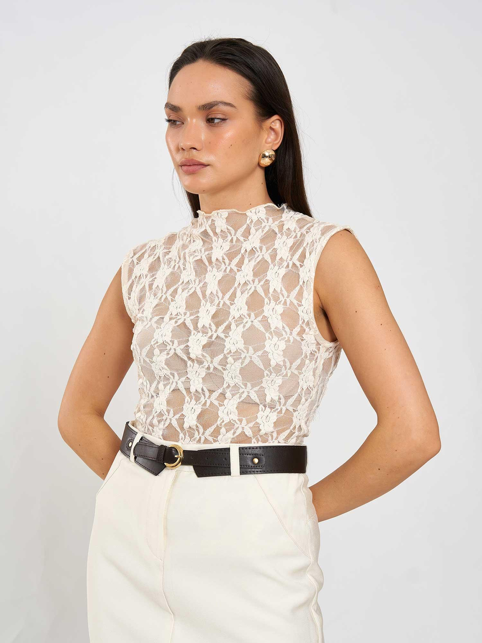 Kolsuz Dantel Bluz 071859 BejCoral