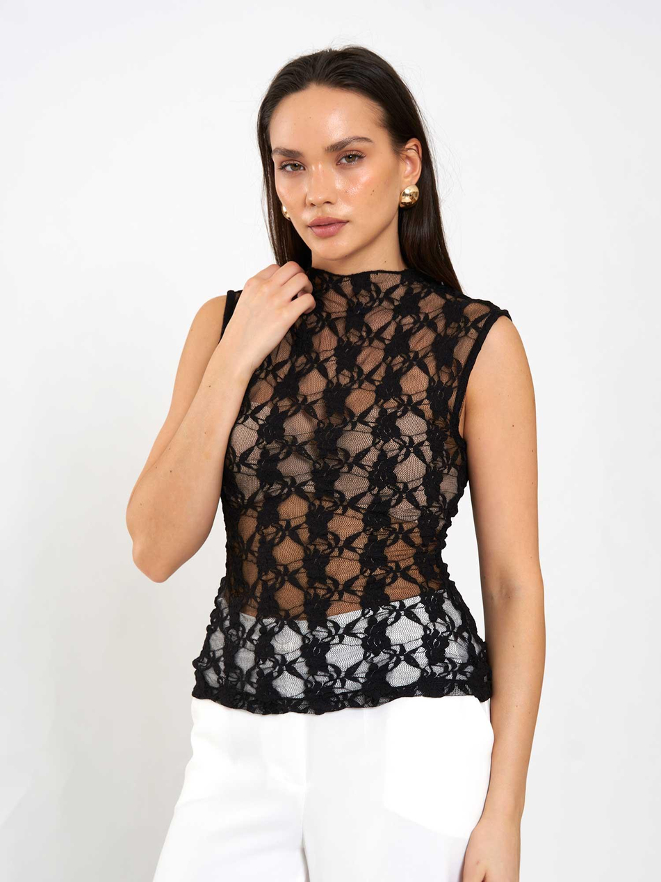 Kolsuz Dantel Bluz 071859 SiyahCoral