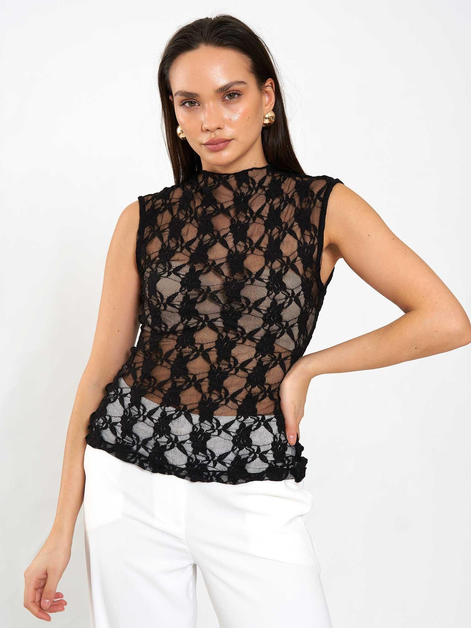 Kolsuz Dantel Bluz 071859 SiyahCoral