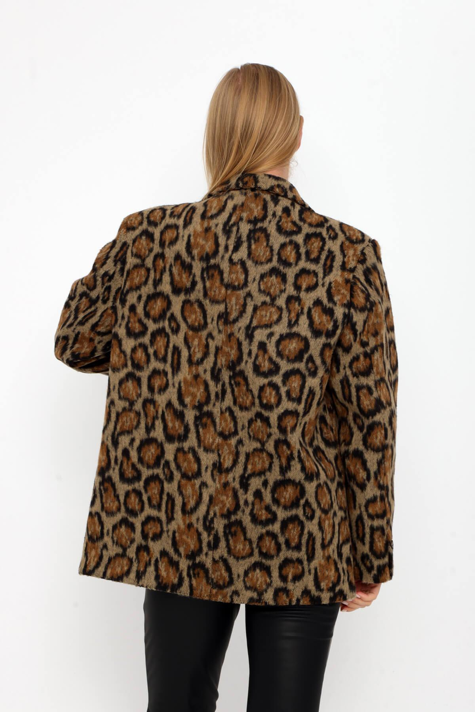 Leopar Baskılı Ceket Kahve-Coral
