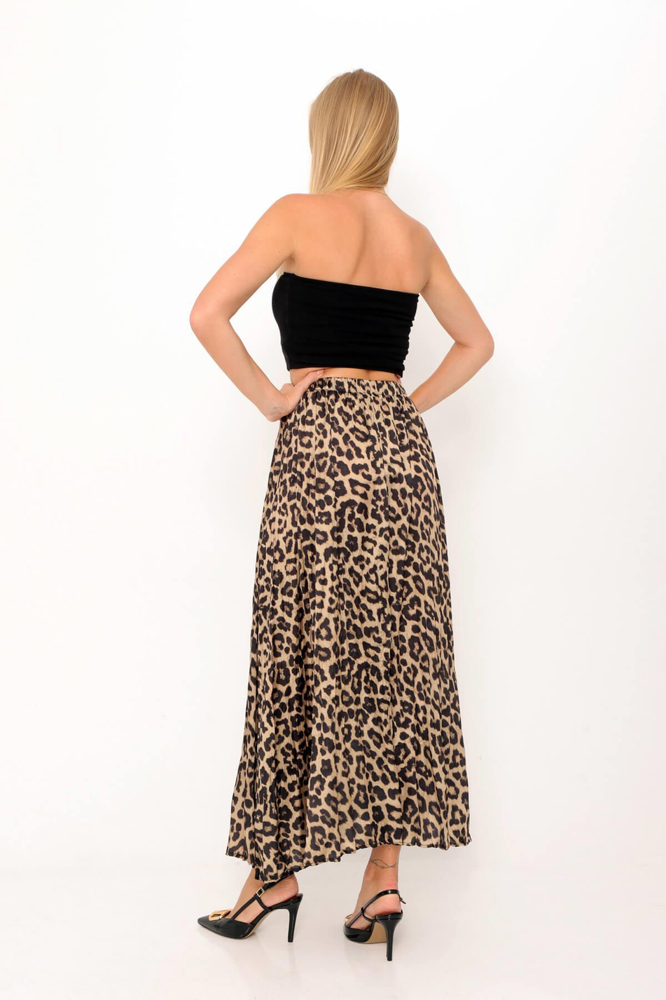 Leopar Desenli Etek Leopar-Coral