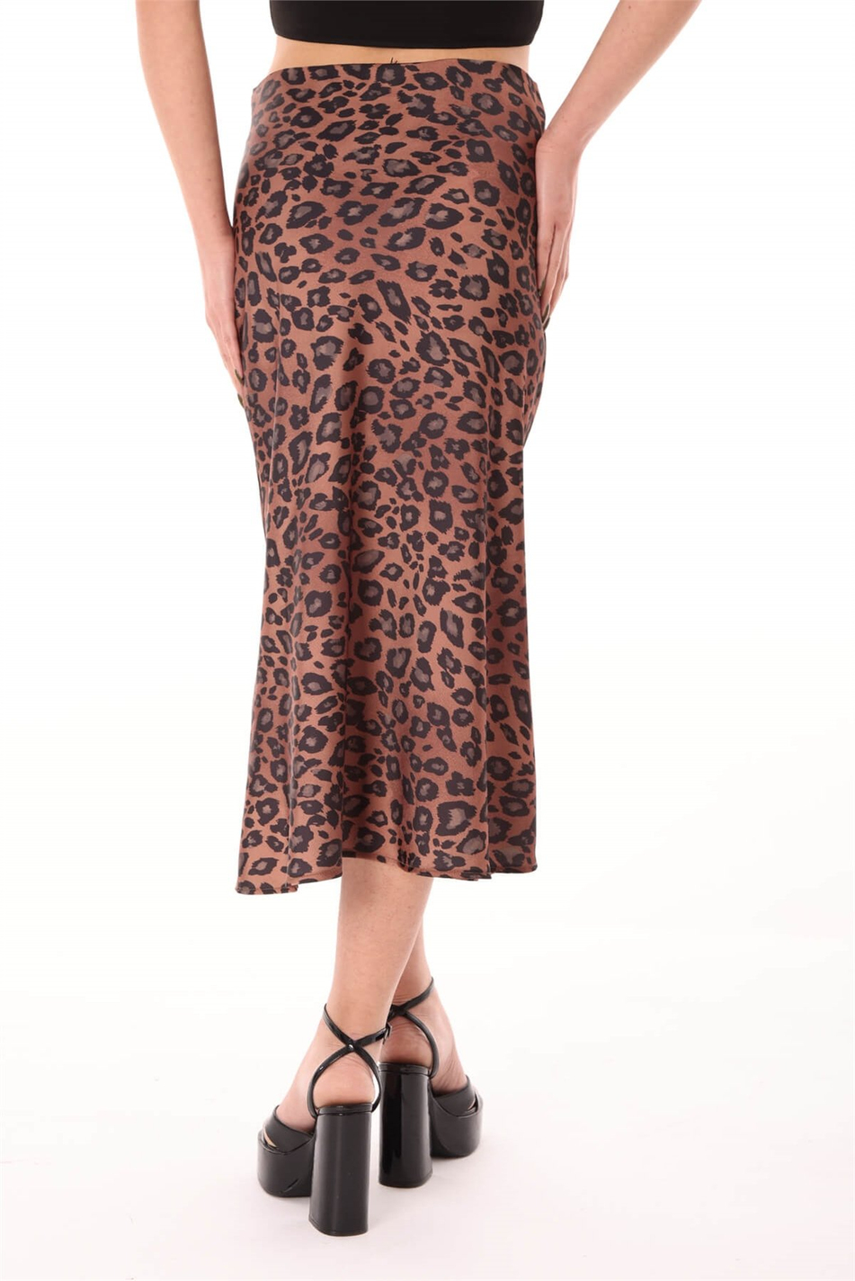 Leopar Desenli Etek Leopar-Coral