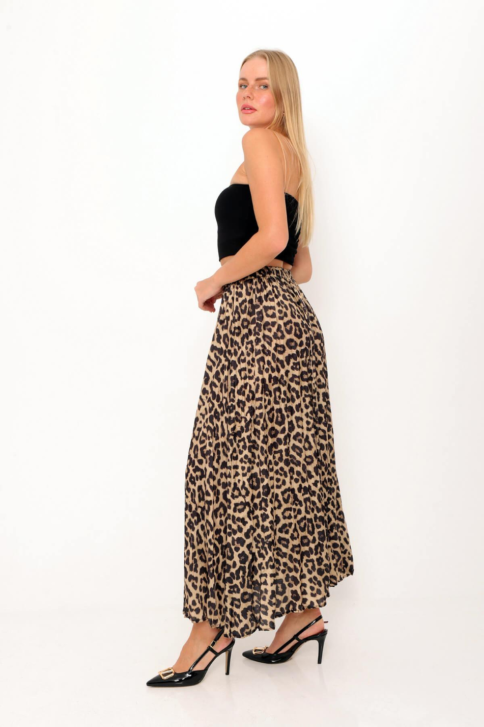 Leopar Desenli Etek Leopar-Coral
