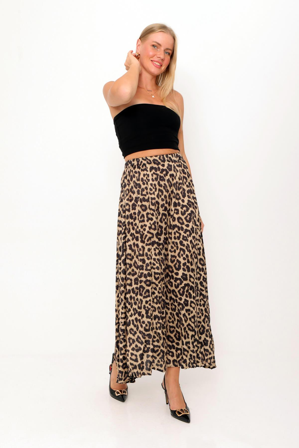 Leopar Desenli Etek Leopar-Coral