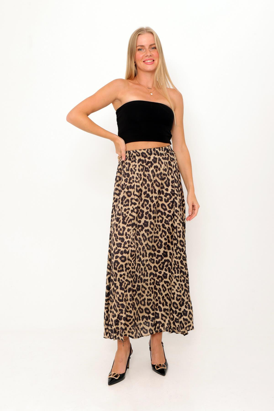 Leopar Desenli Etek Leopar-Coral