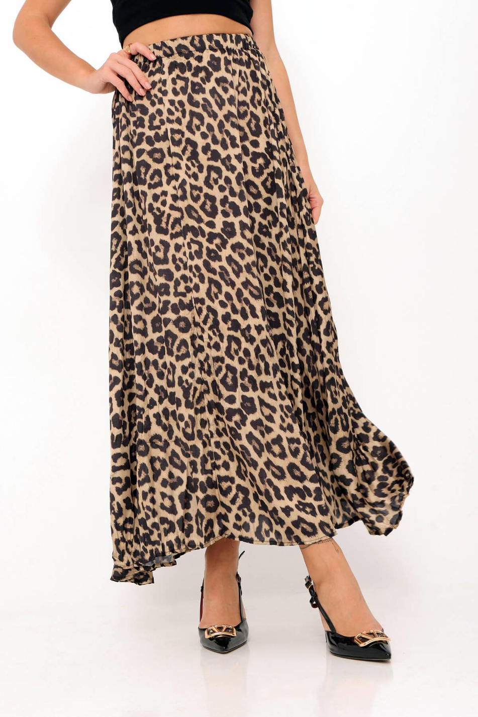 Leopar Desenli Etek Leopar-Coral