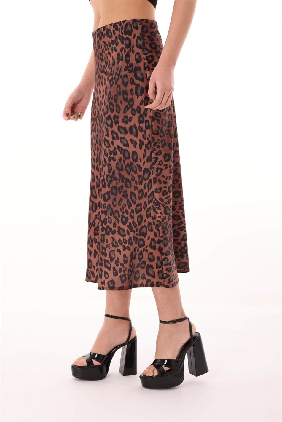 Leopar Desenli Etek Leopar-Coral