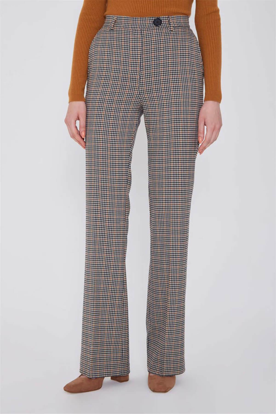 Mini Ekoseli Pantolon Ekose-Coral