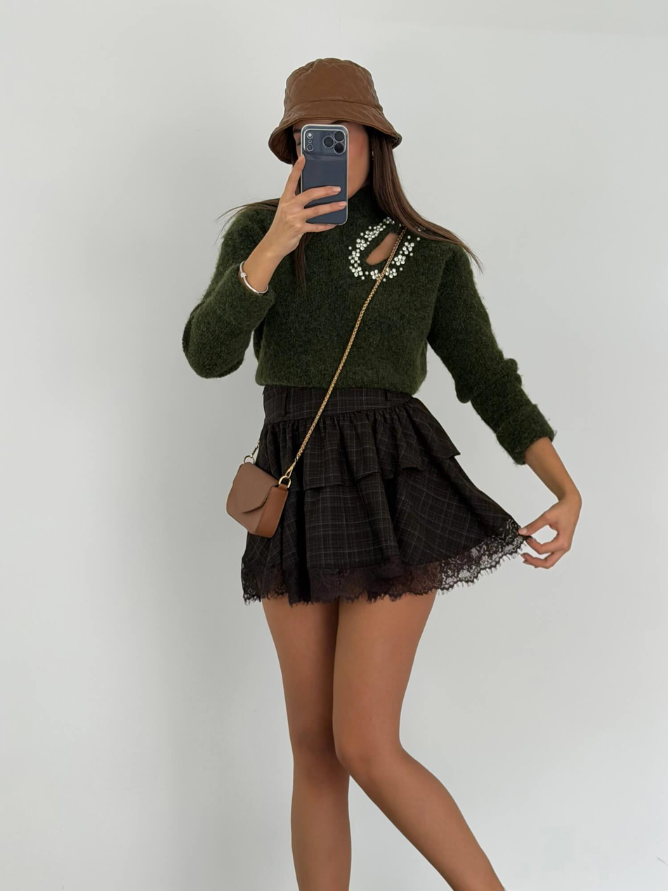 Omzu Taş Detaylı Kazak 7780 HakiCoral