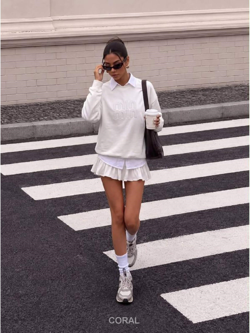 Önü Yazılı SweatShirt 5946 BeyazCoral