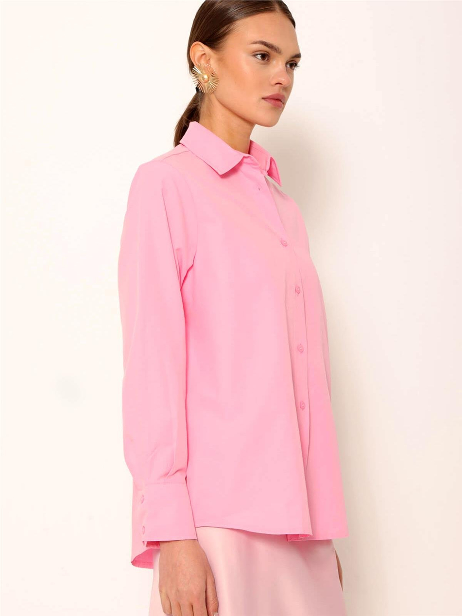 Oversize Gömlek Pembe-Coral