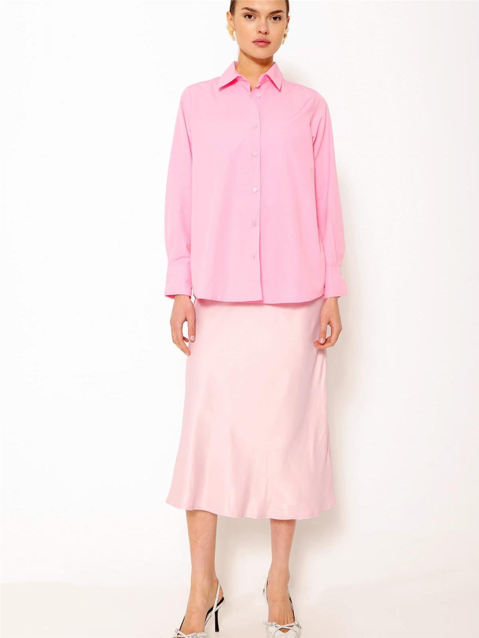 Oversize Gömlek Pembe-Coral