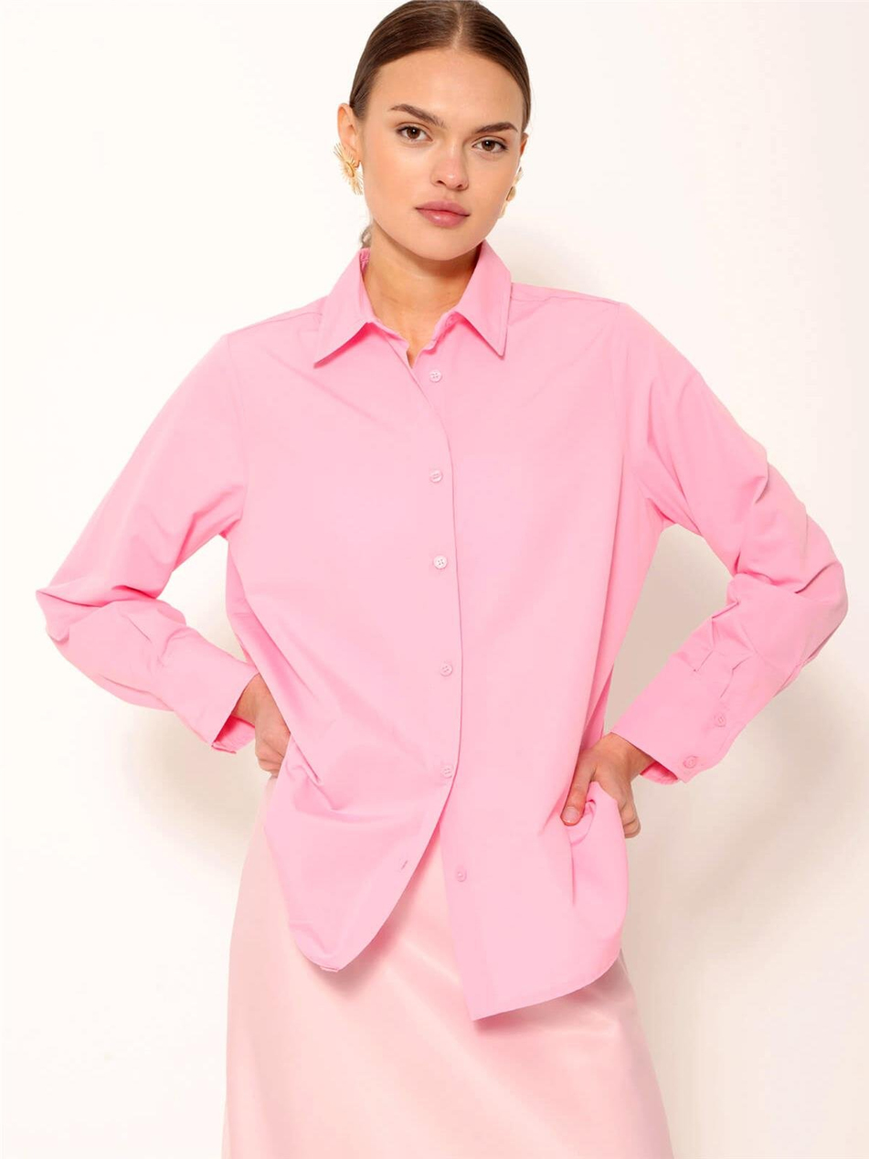 Oversize Gömlek Pembe-Coral