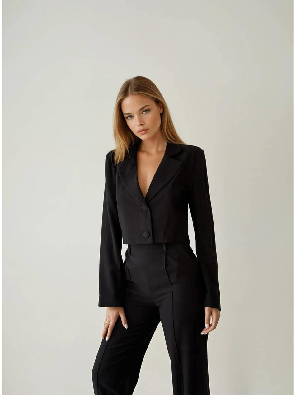 Paçası Fermuarlı Pantolon Ceket Takım 11647 SiyahCoral