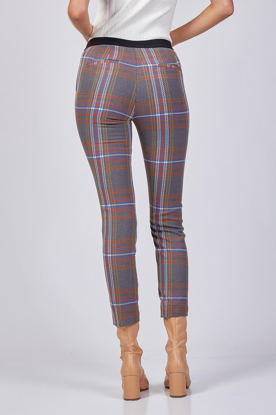 Random Ekoseli Pantolon Multı Tweed-Coral