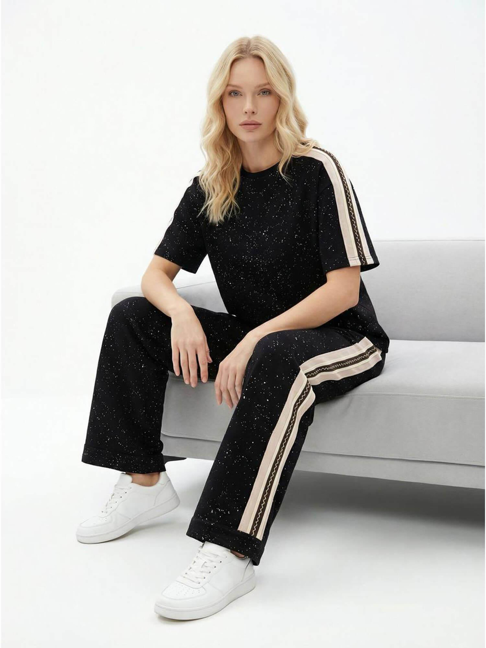 Ribana Şeritli Taşlı Takım 7492 SiyahCoral