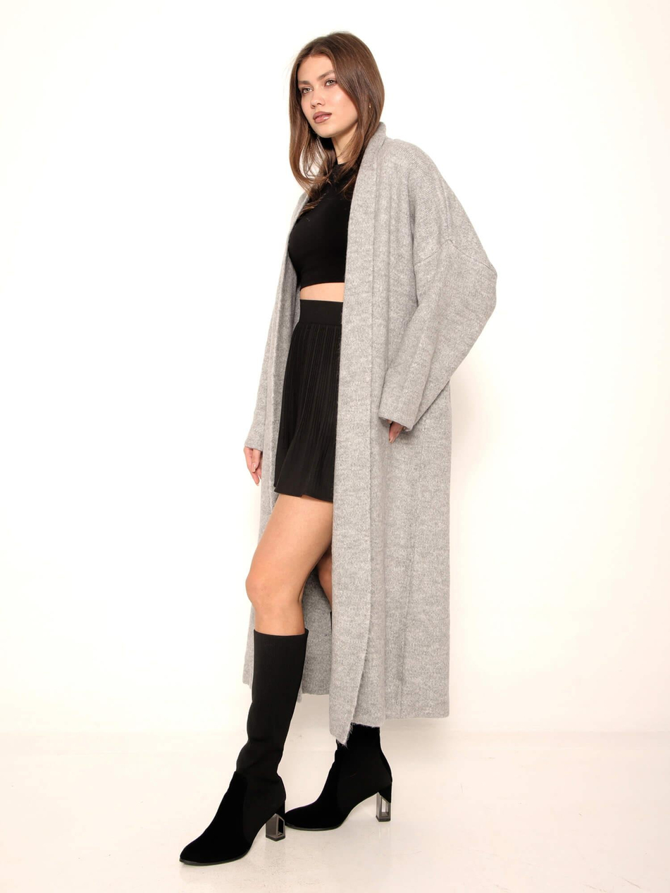 Salaş Triko Hırka 91828 GriCoral