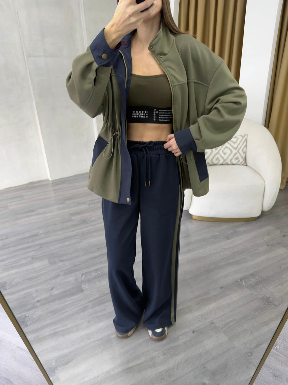 Şeritli Garnili Takım 37060 HakiCoral