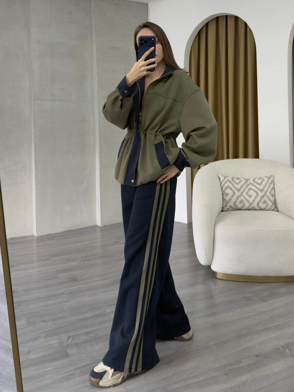 Şeritli Garnili Takım 37060 HakiCoral