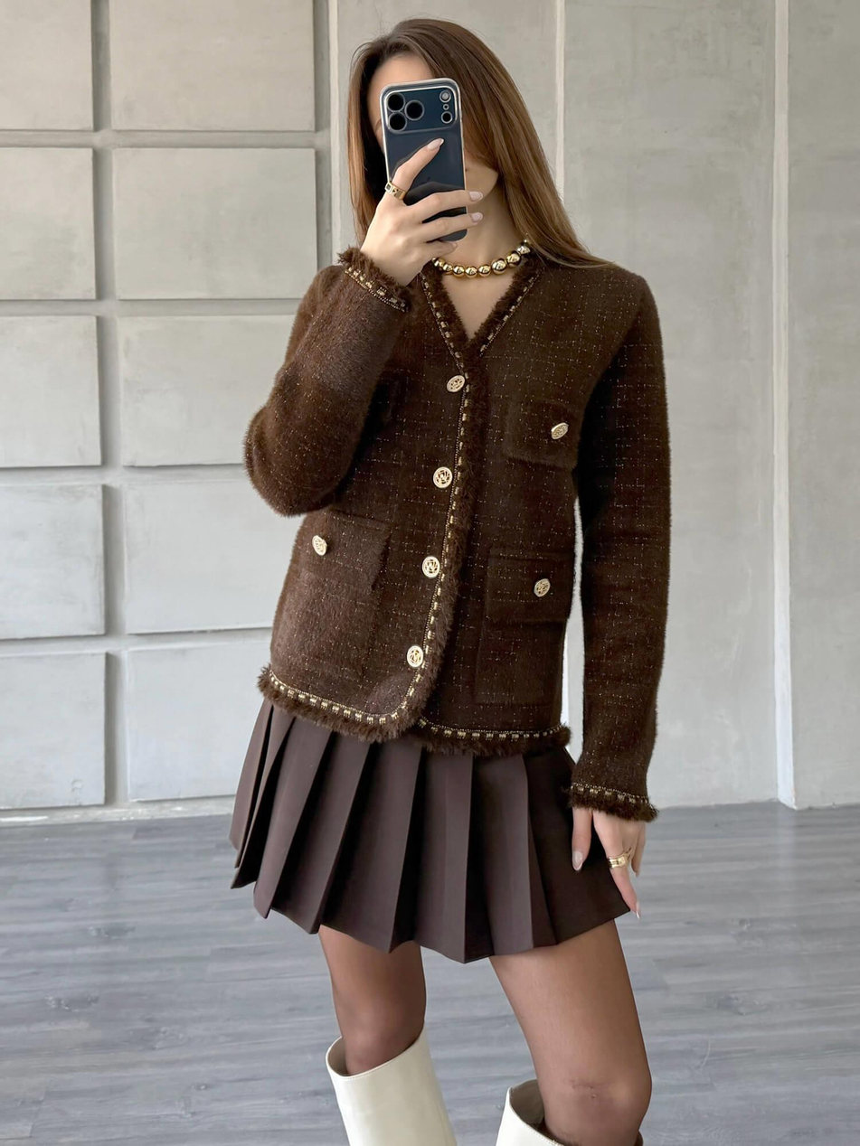 Sim Ve Püskül Detaylı Hırka 140392 Kahve